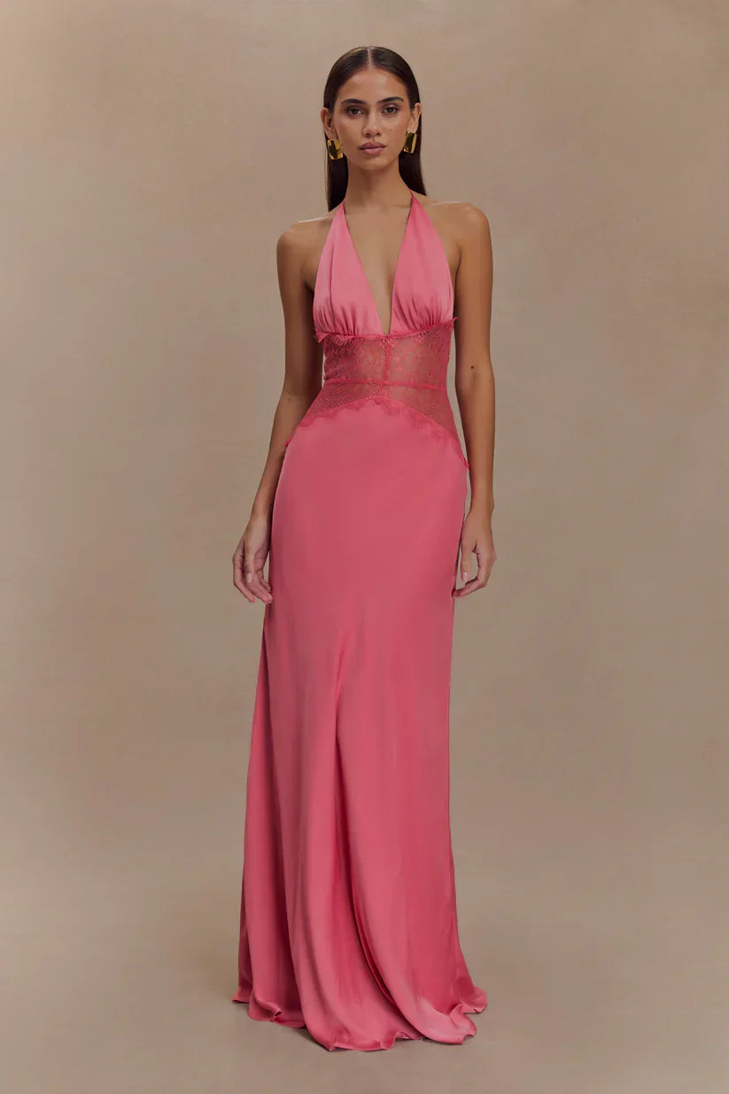 Elara™ | VESTIDO MAXI ENCAJE DE SATÉN
