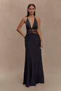 Elara™ | VESTIDO MAXI ENCAJE DE SATÉN