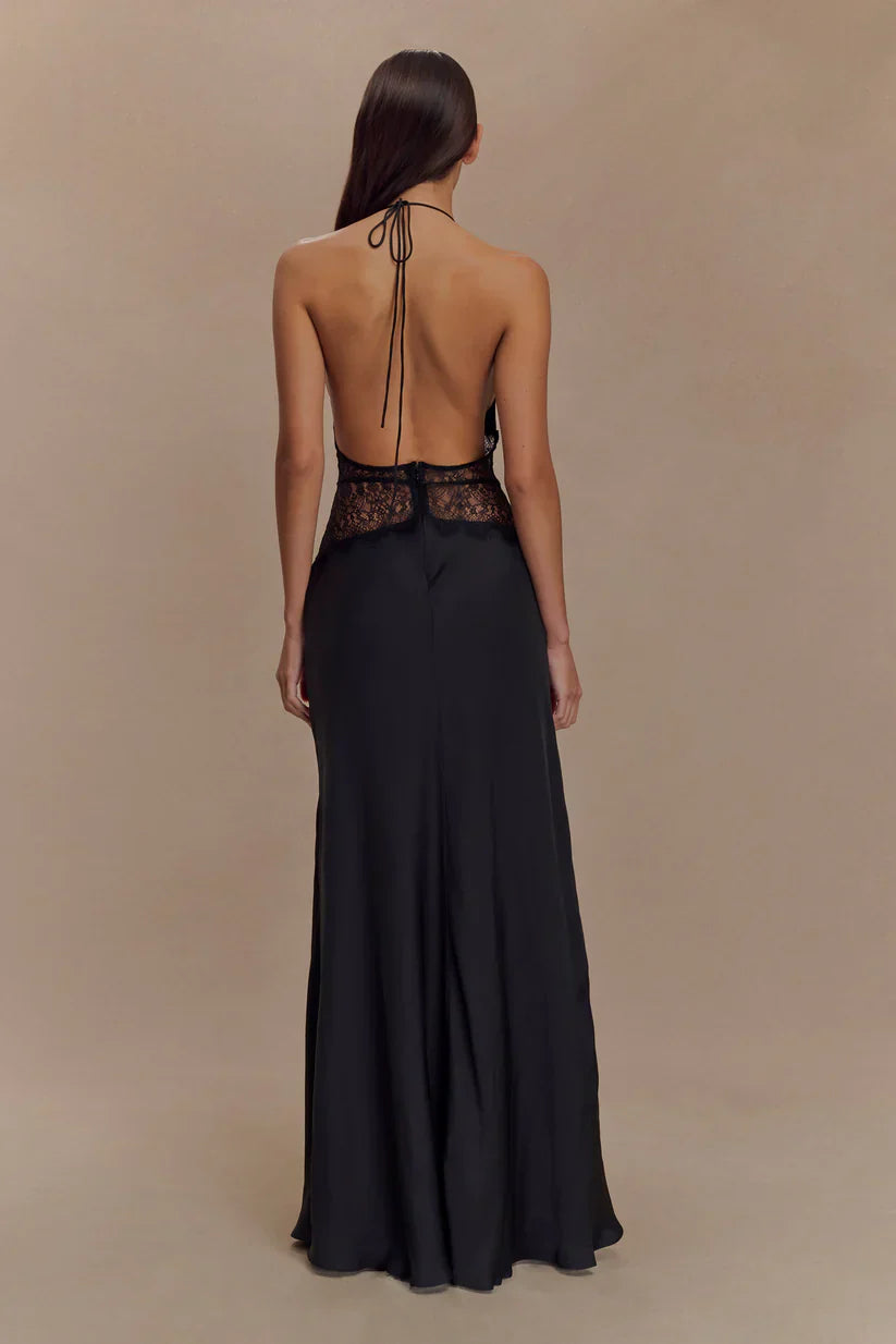Elara™ | VESTIDO MAXI ENCAJE DE SATÉN