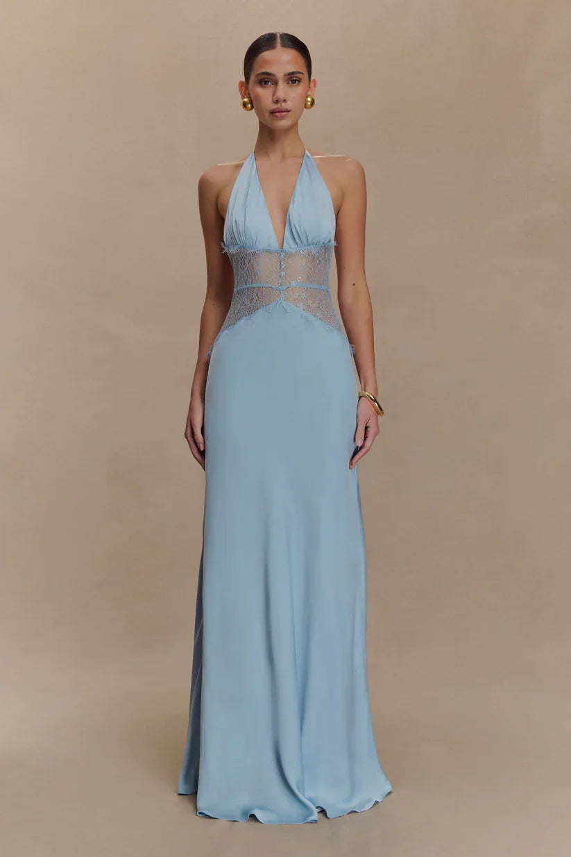 Elara™ | VESTIDO MAXI ENCAJE DE SATÉN