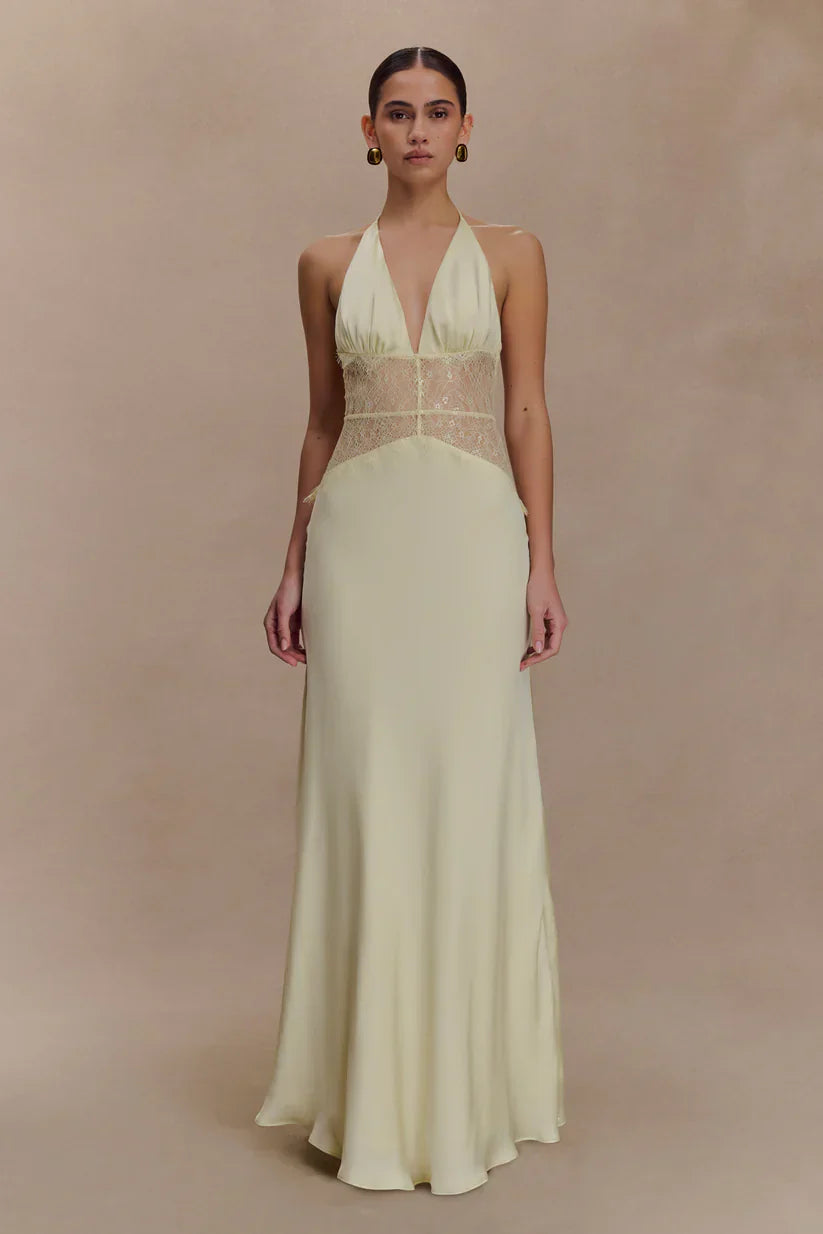Elara™ | VESTIDO MAXI ENCAJE DE SATÉN
