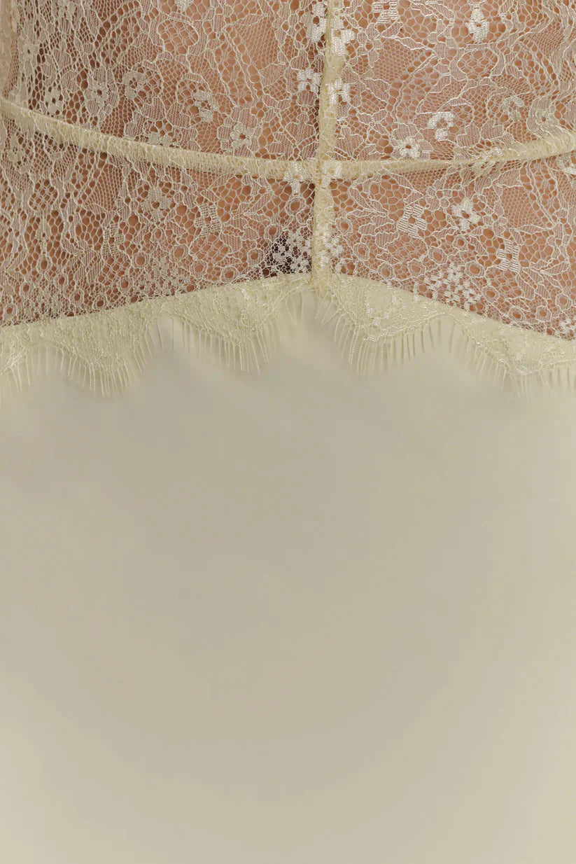 Elara™ | VESTIDO MAXI ENCAJE DE SATÉN
