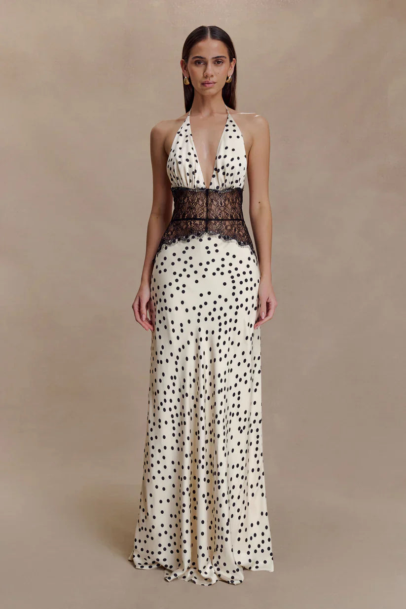 Elara™ | VESTIDO MAXI ENCAJE DE SATÉN
