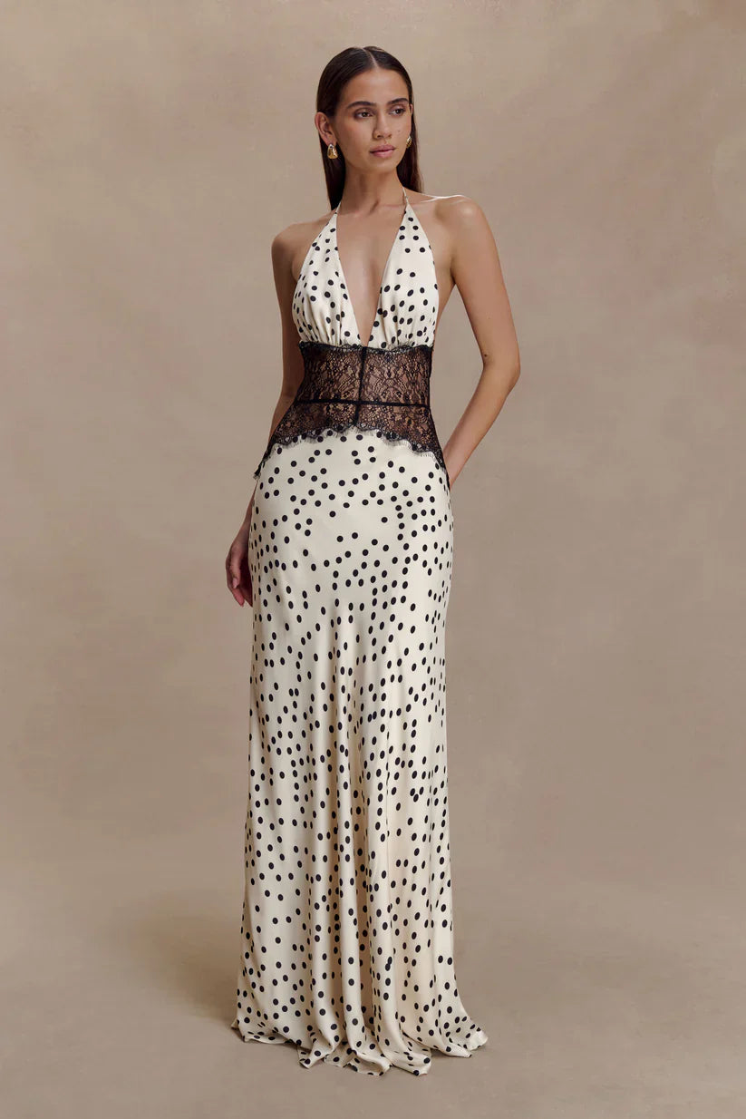 Elara™ | VESTIDO MAXI ENCAJE DE SATÉN