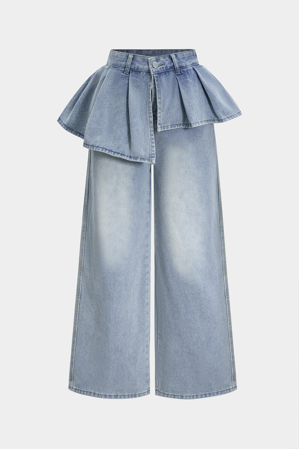 Gabriela™ | JEANS DE TIRO ALTO CON VOLANTE PLISADO