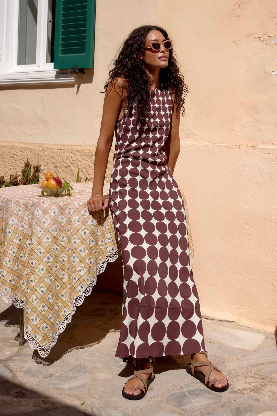 Luna™ | VESTIDO MAXI NEGRO CON LUNARES