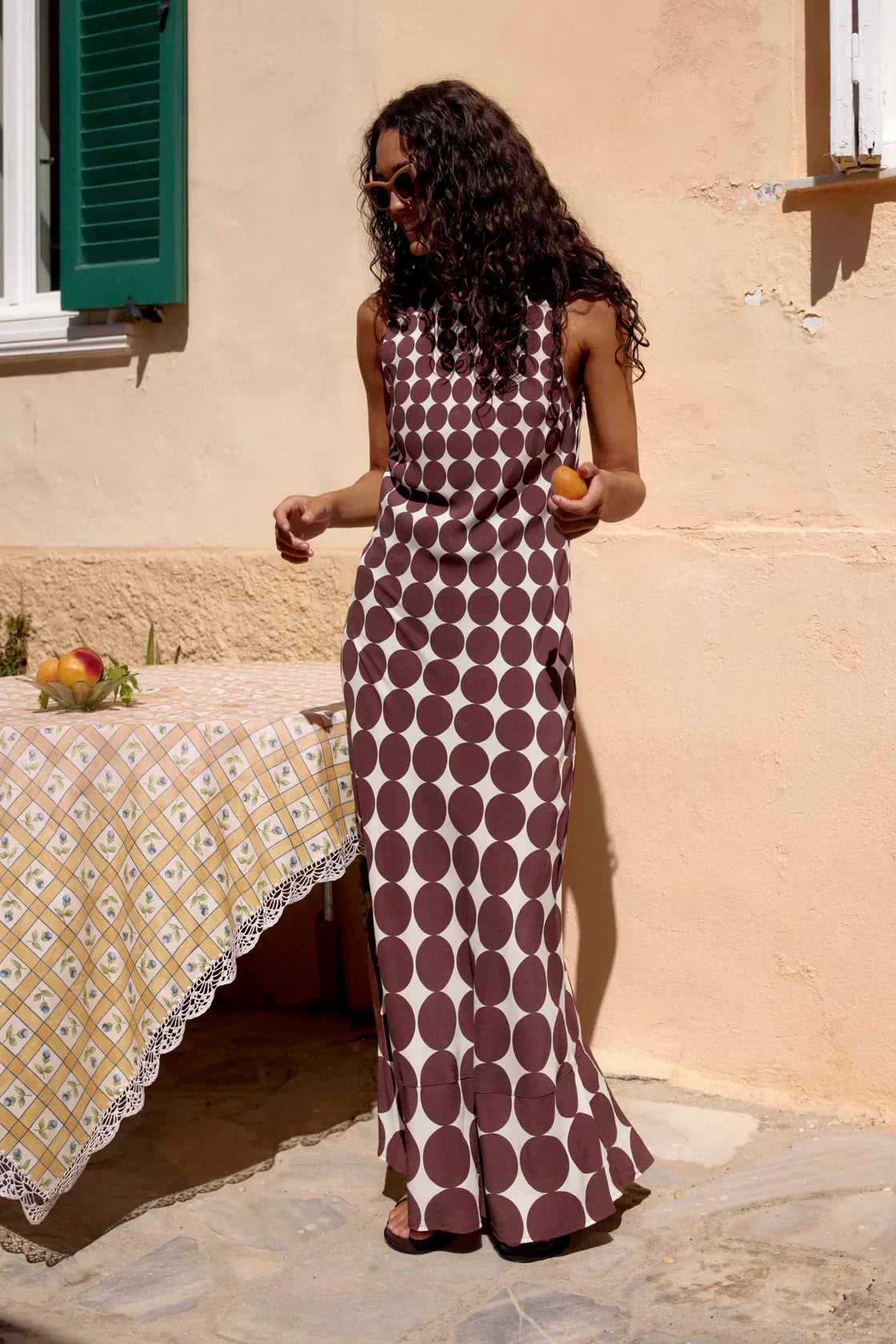 Luna™ | VESTIDO MAXI NEGRO CON LUNARES