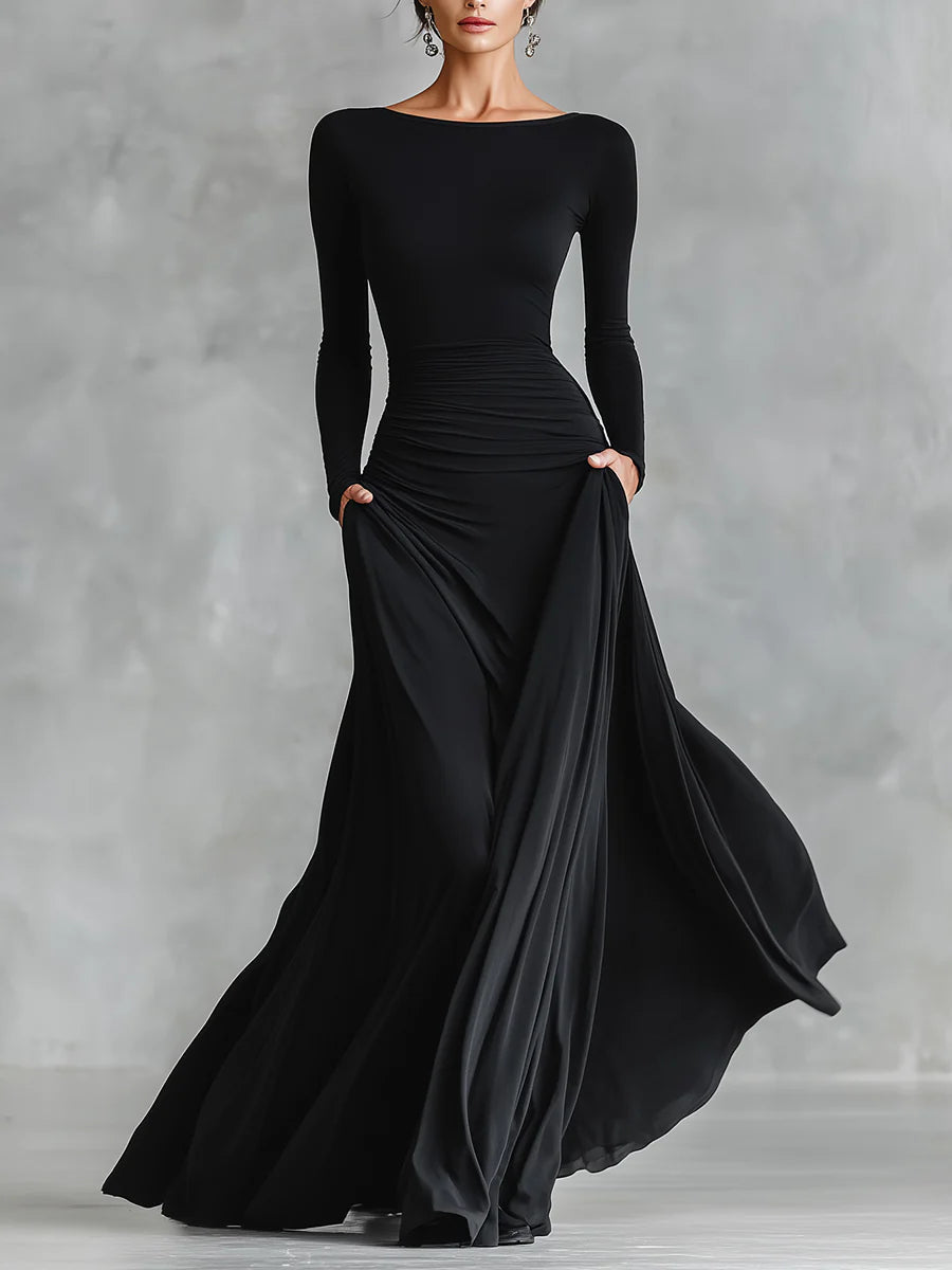 Fiorella™ | VESTIDO LARGO MODERNO EN CREPÉ