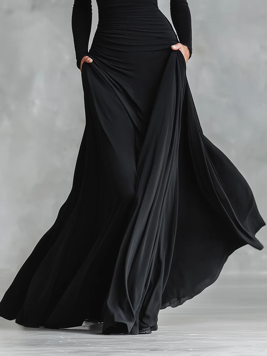 Fiorella™ | VESTIDO LARGO MODERNO EN CREPÉ