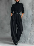 Doris™ | CONJUNTO NEGRO DE DOS PIEZAS CON CUELLO ALTO
