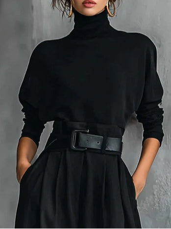 Doris™ | CONJUNTO NEGRO DE DOS PIEZAS CON CUELLO ALTO