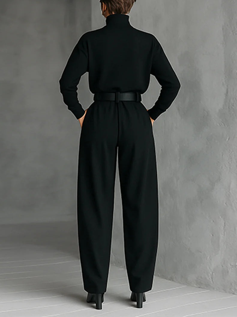 Doris™ | CONJUNTO NEGRO DE DOS PIEZAS CON CUELLO ALTO