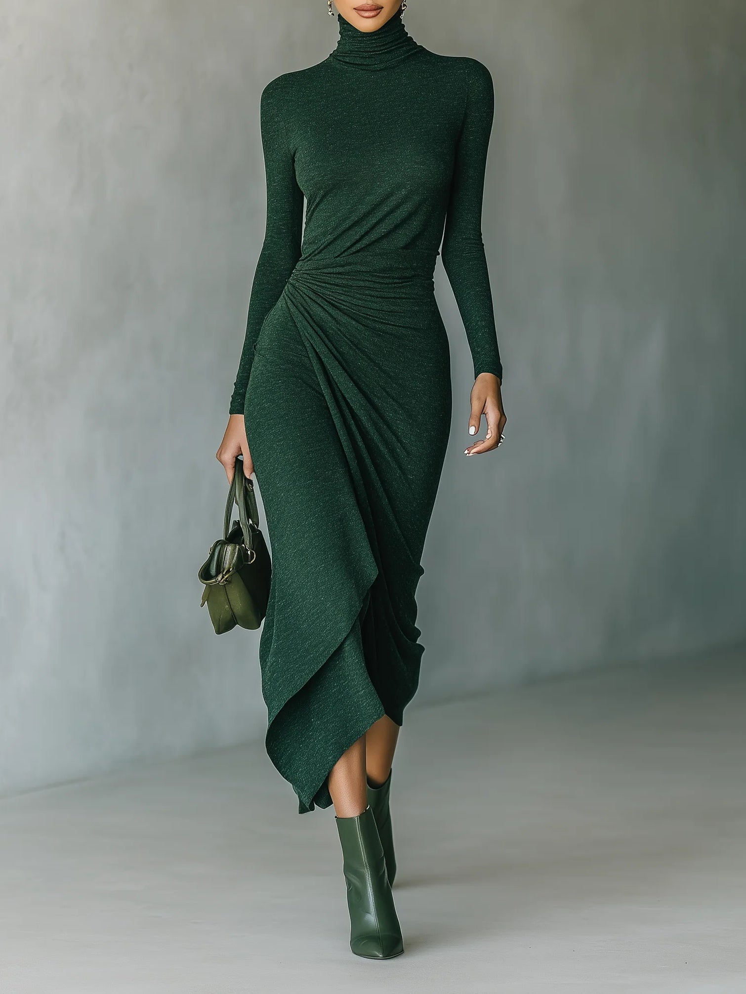 Marcella™ | VESTIDO MIDI ASIMÉTRICO CON PLISADOS