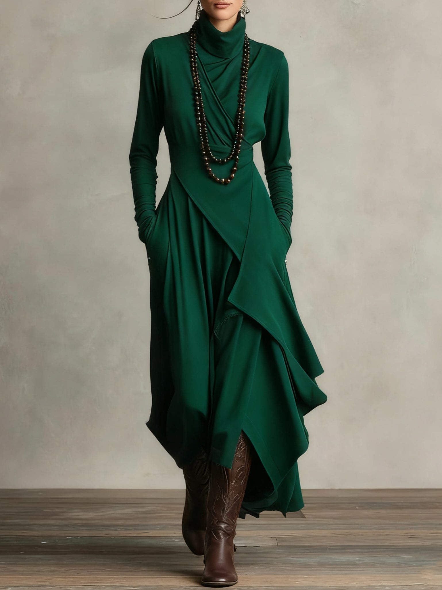 Giorgia™ | VESTIDO MAXI PLISADO ASIMÉTRICO