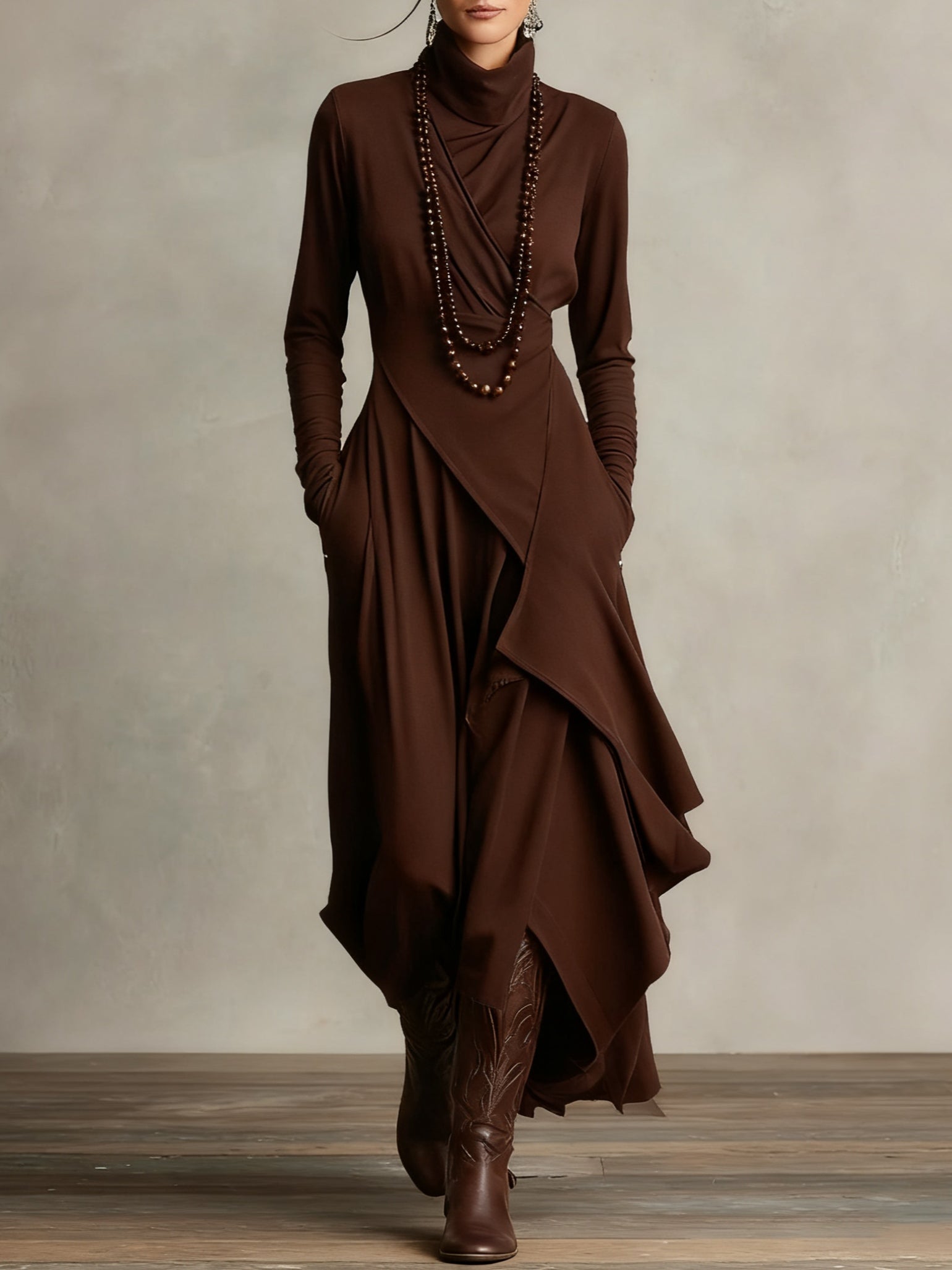 Giorgia™ | VESTIDO MAXI PLISADO ASIMÉTRICO