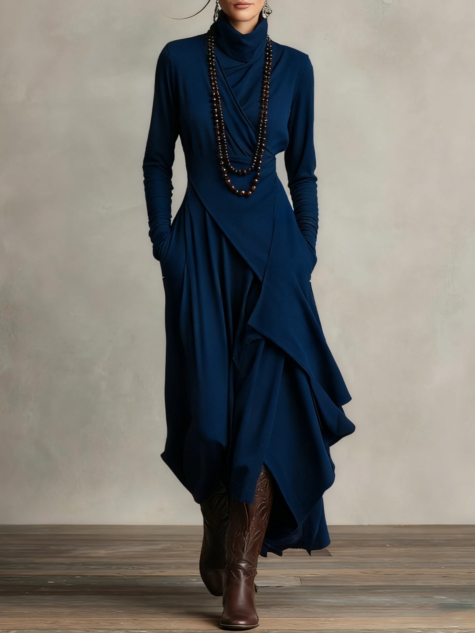 Giorgia™ | VESTIDO MAXI PLISADO ASIMÉTRICO