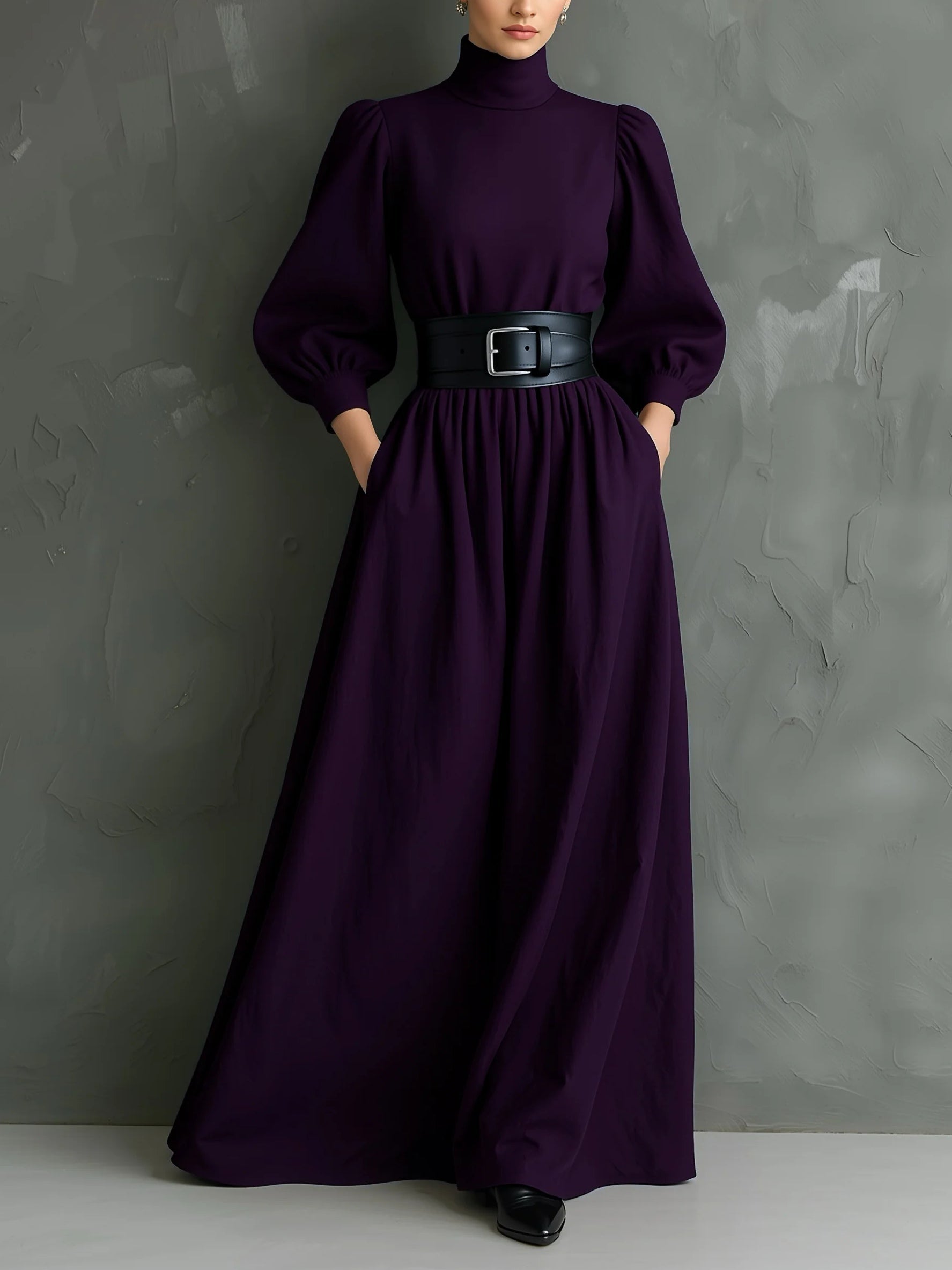 Isabella™ | VESTIDO LARGO ELEGANTE AJUSTADO CON CUELLO ALTO Y MANGAS LARGAS