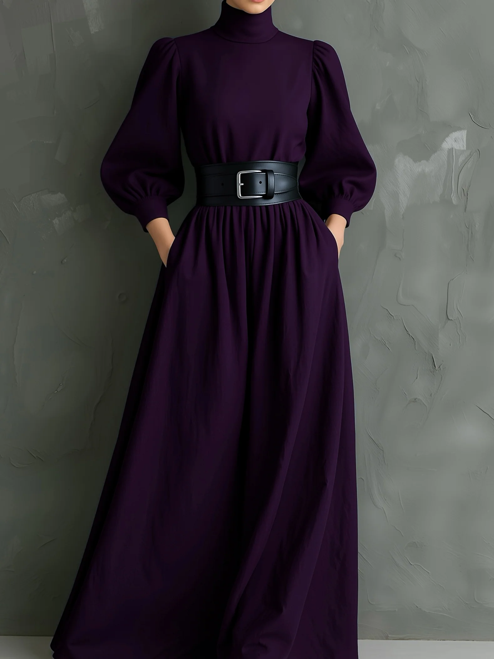 Isabella™ | VESTIDO LARGO ELEGANTE AJUSTADO CON CUELLO ALTO Y MANGAS LARGAS