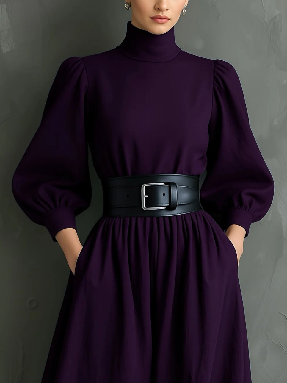 Isabella™ | VESTIDO LARGO ELEGANTE AJUSTADO CON CUELLO ALTO Y MANGAS LARGAS