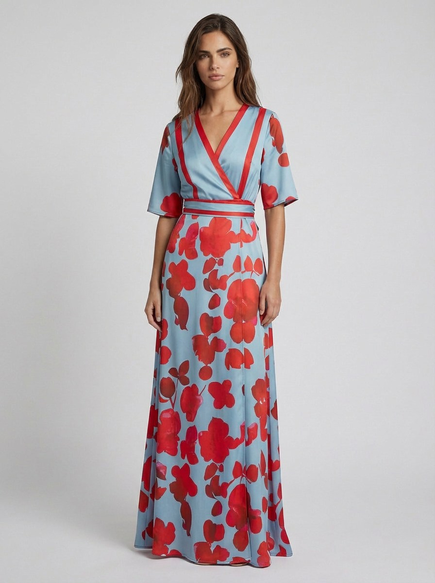 Pilar | Elegante vestido largo con escote profundo